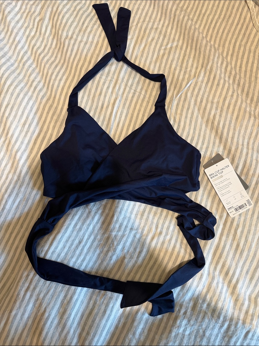 NWT Athleta Bra Cup Halter Bikini Top Navy - Picture 3 of 5